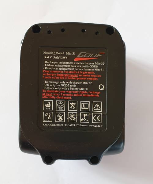 Réf : MIN+31    Batterie de rechange Li Io 4A